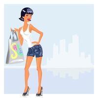 girl with purchases vector