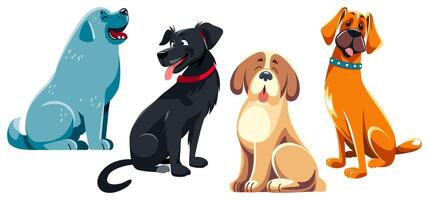 Set of Cartoon Dogs in a Row vector