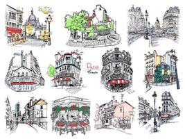 Set of Parisian landmarks, France vector