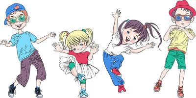 Set of kids dancing vector