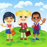 smiling schoolchildren of different nationalities vector