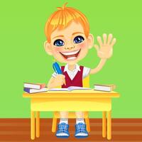 contento sonriente colegial vector