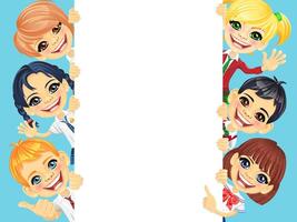 happy smile kids and banner vector