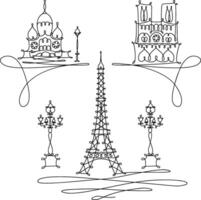 One line sketch of Parisian landmarks vector