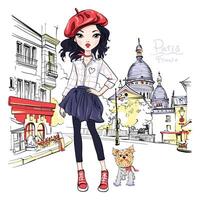 fashion girl in Paris vector