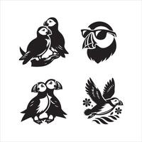 Atlantic Puffin silhouette icon graphic logo design vector