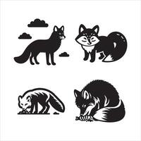 Arctic fox silhouette icon graphic logo design vector