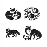 Arctic fox silhouette icon graphic logo design vector