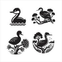 Australasian Grebe silhouette icon graphic logo design vector