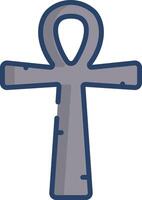 Ankh cross linear color illustration vector