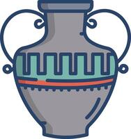 Amphora linear color illustration vector