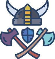 Viking linear color illustration vector