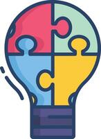puzzle bulb linear color illustration vector