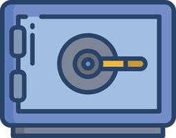 Safe box linear color illustration vector