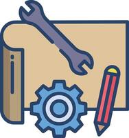 Home blueprint linear color illustration vector