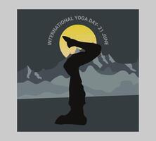 International yoga day poster with silhouette of a woman in yoga pose vector