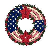 Independence Day patriotic decorative wreath illustration. vector
