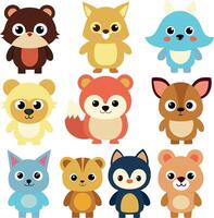 set of cartoon animals vector