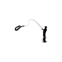 silueta de el pescador o pescador de caña captura moray Anguila, lata utilizar para Arte ilustración, logo gramo, pegatina, o gráfico diseño elemento vector