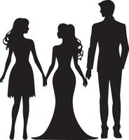 A boy and a girl model, black color silhouette vector