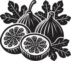 Indian Fig fruit, black color silhouette vector