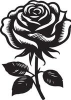 rose Flower Coloring Pages, black color silhouette vector