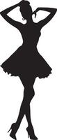 Fashion model of beautiful woman illustration, black color silhouette vector