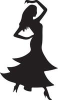 A fashion model girl , black color silhouette vector