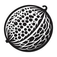 guayaba fruta, negro color silueta vector