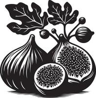 indio higo fruta, negro color silueta vector