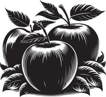 miel crujiente manzanas fruta, negro color silueta vector