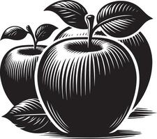 miel crujiente manzanas fruta, negro color silueta vector