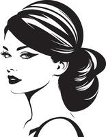 Fashion model of beautiful woman illustration, black color silhouette vector