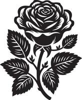 Rosa flor colorante páginas, negro color silueta vector
