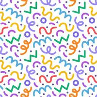Fun colorful line doodle seamless pattern vector