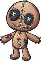 Cartoon happy voodoo doll standing and posing vector