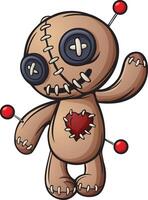 Cartoon voodoo doll waving hand vector