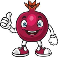 Cartoon pomegranate character giving a thumbs up vector