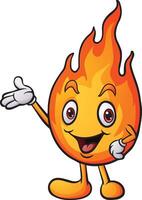Cartoon happy fire character presenting vector
