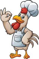 Rooster chef mascot giving ok sign vector