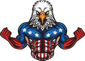 Strong american eagle cartoon character vector