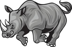 Angry attacking rhino cartoon character vector