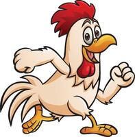 Cartoon happy rooster running isolated on white background vector