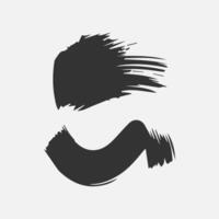 Black paint brush stroke, ink splatter and artistic design elements. Dirty watercolor texture, box, frame, grunge background, splash or creative shape for social media. Abstract drawing. vector