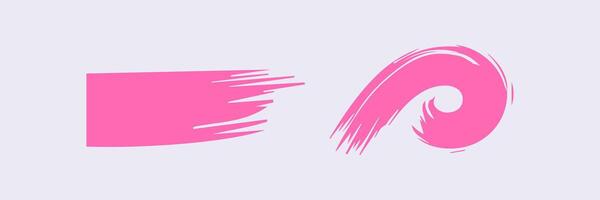 Pink paint brush stroke, ink splatter and artistic design elements. Dirty watercolor texture, box, frame, grunge background, splash or creative shape vector