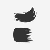 Black paint brush stroke, ink splatter and artistic design elements. Dirty watercolor texture, box, frame, grunge background, splash or creative shape vector