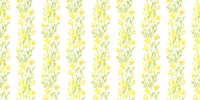 Flowers small yellow vertical stripes, watercolor illustration. Summer meadow with floral print and wildflowers. Isolated from the background. Element for textile, wallpaper png