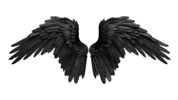 Realistic Style Black Angel Wings No Background Perfect for Print on Demand T-Shirt Design Applicable to Any Context png