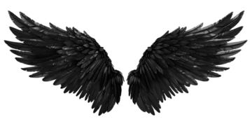 Realistic Style Black Angel Wings No Background Perfect for Print on Demand T-Shirt Design Applicable to Any Context png