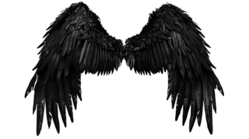 Realistic Style Black Angel Wings No Background Perfect for Print on Demand T-Shirt Design Applicable to Any Context png